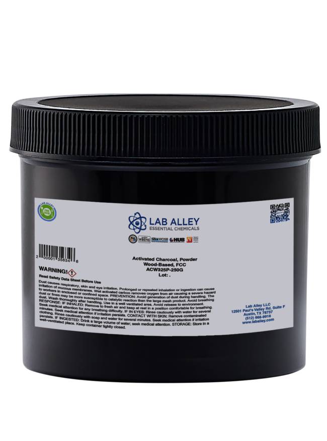 Activated Carbon (Charcoal) Powder, Food Grade, Kosher, Wood Based, 250 Grams